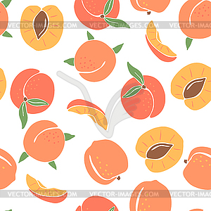 Seamless pattern with colored peaches. Decorative - vector clipart