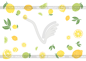 Обрамление спелыми лимонами и лаймами. Декоративный - векторный клипарт EPS