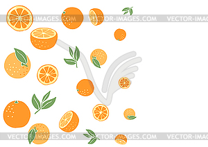 Background with ripe oranges. Decorative fruits - vector clipart