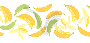 Seamless pattern with yellow bananas. Decorative - vector clip art