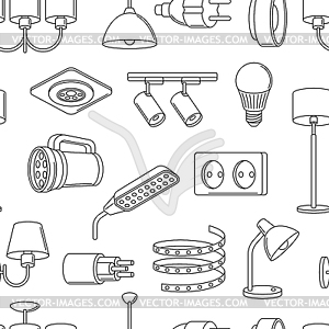 Бесшовный узор с электрическим освещением и - векторный клипарт