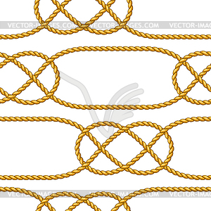 Seamless pattern with jute rope knots. Nautical, - vector image