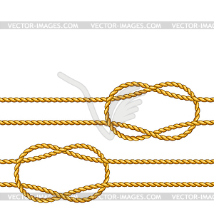 Seamless pattern with jute rope knots. Nautical, - vector clipart