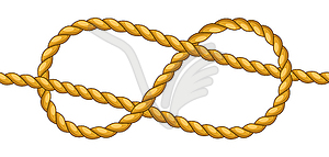 Jute rope knot. Nautical, fishing and decorative - vector image