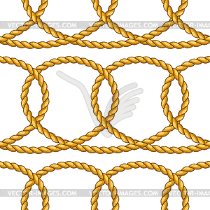 Seamless pattern with jute rope knots. Nautical, - vector image
