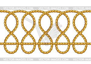 Jute rope knots. Nautical, fishing and decorative - vector clipart