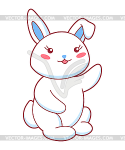 Kawaii cute little bunny. Funny cheerful animal - vector clip art