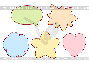 Set of cartoon speech bubbles. Cute decorative items - vector image