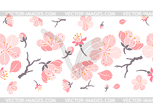 Seamless pattern with sakura flowers. Beautiful - vector clip art