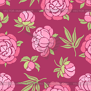 Seamless pattern with peony flowers. Beautiful - vector image