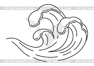 Wave with sea foam. Ocean or water splash - white & black vector clipart