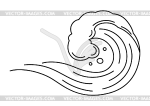 Wave with sea foam. Ocean or water splash - vector image