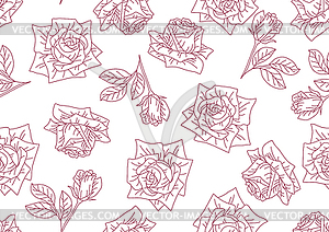 Seamless pattern with rose flowers. Beautiful - vector image