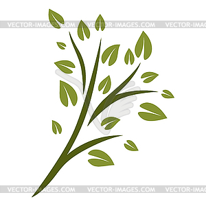 Sprig with green leaves. Decorative plant - vector clip art