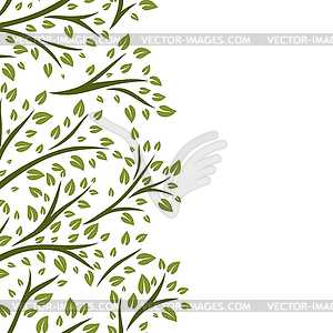 Seamless pattern of sprigs with green leaves. - vector clipart