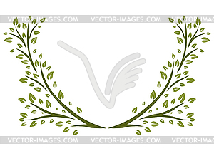 Sprigs with green leaves design element. - vector image