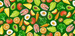 Seamless pattern with healthy eating and diet - vector image