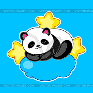 Kawaii cute little panda. Funny animal character - vector image