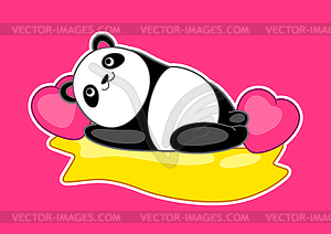 Kawaii cute little panda. Funny animal character - vector image