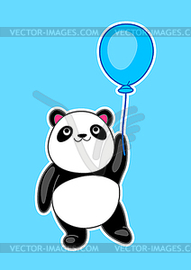 Kawaii cute little panda. Funny animal character - vector clipart