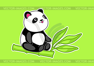 Kawaii cute little panda. Funny animal character - vector clip art