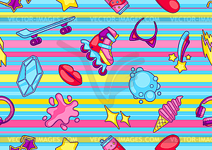 Seamless pattern with fashion girlish items. - vector image