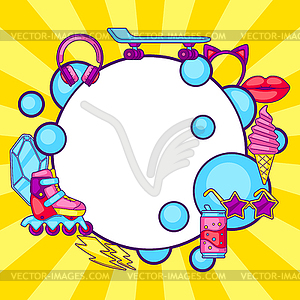 Background with fashion girlish items. Colorful - vector clipart