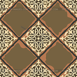 Ancient ceramic tile seamless pattern. Wall or floo - vector image