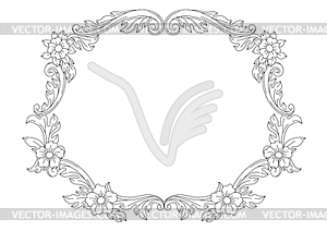 Decorative floral frame in baroque style. Black - vector image