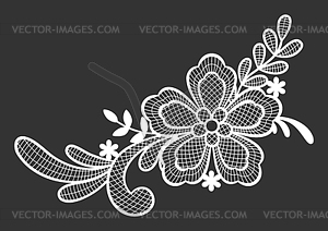 Lace decorative element with flowers and leaves. - vector clip art