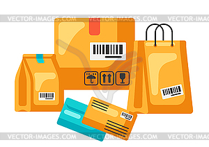 Goods delivery by order in store - vector image