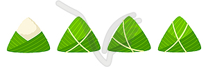 Wrapped rice dumplings. Duanwu holiday. Chinese - color vector clipart