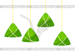 Завернутые рисовые клецки. Праздник Дуаньву. Китайский - векторизованное изображение