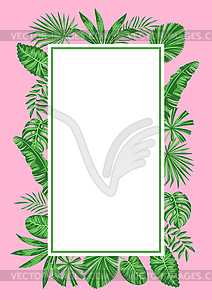 Background with stylized palm leaves. tropical - vector clip art