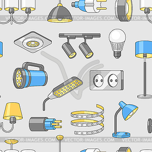 Бесшовный узор с электрическим освещением и - векторная графика