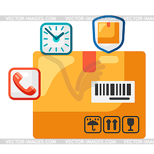 Time, contact and cargo insurance. Delivery of good - stock vector clipart