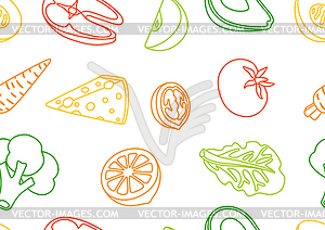 Seamless pattern with healthy eating and diet - vector clipart