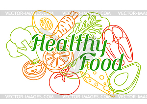 Background with healthy eating and diet meal. - vector clip art