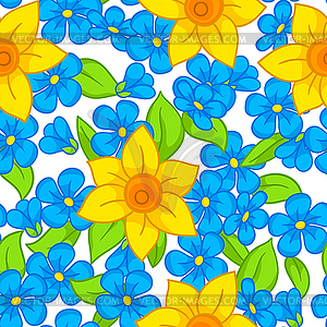 Seamless pattern with spring flowers. Beautiful - vector image