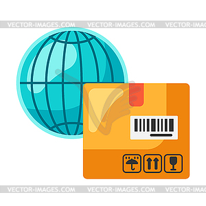 Worldwide cargo. Delivery of goods by order in store - vector image