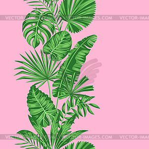 Бесшовный узор со стилизованными пальмовыми листьями. тропика - векторное изображение EPS