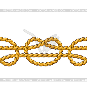 Seamless pattern with jute rope knots. Nautical, - vector clip art