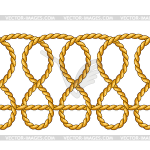 Seamless pattern with jute rope knots. Nautical, - vector clipart