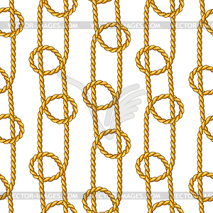 Seamless pattern with jute rope knots. Nautical, - vector clipart