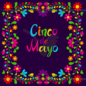 Cinco de Mayo floral embroidery. Mexican traditiona - vector clipart