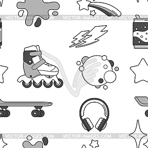 Seamless pattern with fashion items. Monochrome - vector image