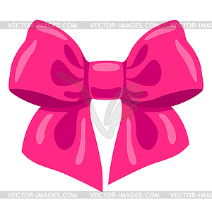 Pink satin bow . Ribbon with knot for card - vector clip art