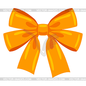 Yellow satin bow . Ribbon with knot for card - royalty-free vector clipart