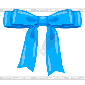 Blue satin bow . Ribbon with knot for card - vector clipart