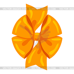 Yellow satin bow . Ribbon with knot for card - vector image